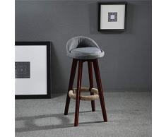 Szblk Tabouret de Bar pivotant Fauteuil rembourré Siège arrière Acajou Fini Café Café Bar Cuisine Chaise Meubles (Color : Grey)