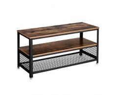 VASAGLE Meuble TV pour Télévision Jusqu’à 43 Pouces, Table Basse, Table de Salon, Armature métallique, Couleur Boisée, pour Chambre, Salon, Style Industriel, Marron Rustique LTV40BX