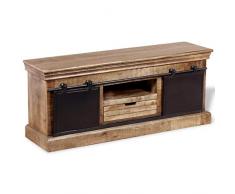 vidaXL Meuble TV avec 2 Portes Coulissantes Salon Bois de Manguier Massif