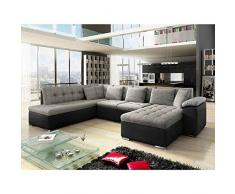 Canapé dangle panoramique Convertible en Tissu et Simili ATEMA - Angle Droit (Gris)