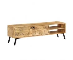 Tidyard Meuble TV Industriel | Meuble Latéral 140 x 30 x 40 cm en Bois de Manguier Massif