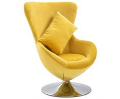 vidaXL Fauteuil Pivotant en Forme d’Oeuf avec Coussin Siège de Salon Chaise de Chambre à Coucher Salle de Séjour Intérieur Maison Jaune Velours