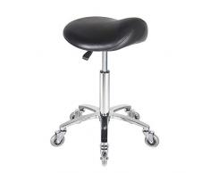 Tabouret Ergonomique, Selle De Cheval Haute Qualité-roulettes Silicone Silencieuse-Verin Gaz 55-75Cm-Hauteur Réglable Professionnel