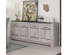 NOUVOMEUBLE Enfilade 220 cm Moderne Couleur chêne Gris Camelia