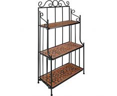 tectake 800572 - Étagère en Métal Mosaïque, 3 Planches en Mosaïque de Pierre, Cadre métallique galbé - diverses Couleurs au Choix (Terre | No. 402770)