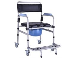 MyAou-commode Vieille Mobile Toilette Siège Toilette Chaise en Aluminium Chaise De Bain Renforcement Enceinte Femmes Ceinture De Toilette Roue