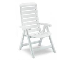 Ideapiu Fauteuil de jardin pliable en résine, blanc, fauteuil de jardin, fauteuil de relaxation
