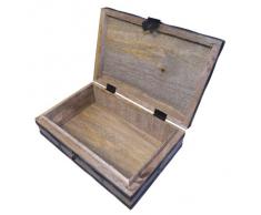 Boîte de rangement Bois massif style antique 23x15,5x8cm Coffre Trésor Accessoires décoration