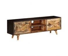 Tidyard Meuble TV Industriel | Meuble Latéral 140 x 30 x 45 cm en Bois de Manguier Massif