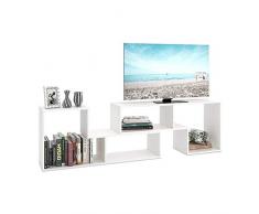 DEVAISE Meuble TV Bibliothèque en Bois de Salon Combinaisons Multiples 110cm L x 29cm l x 51cm H 2 pièces (d'épaisseur de 15mm) Blanc