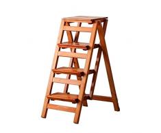 CHOUCHOU Stand de Fleurs Étagère Étagère Rangement Étapes Pliantes Chaise en Bois avec échelle Tabouret Multifonction Étagère Pliante Accueil Bibliothèque 4 étapes Capacité de 150 kg (Couleur Noyer)