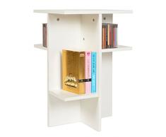 ts-ideen Étagère d'Angle Armoire Meuble à de Rangement CD Livres DVD Bois Blanc