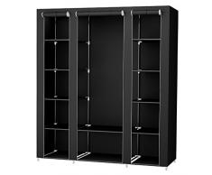 SONGMICS LSF03H Armoire Pliable en Tissu avec Tringle à vêtements Noir Taille XXL 175 x 150 x 45 cm