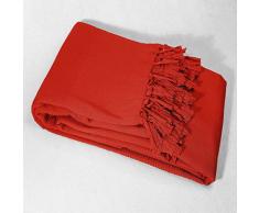 Le Jardin des Cigales Lana Jeté de Canapé A Franges Coton Tisse Corail 180 x 220 cm