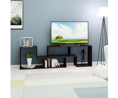 DEVAISE Meuble TV Bibliothèque en Bois de Salon Combinaisons Multiples 110cm L x 29cm l x 51cm H 2 pièces (d'épaisseur de 15mm) Brun