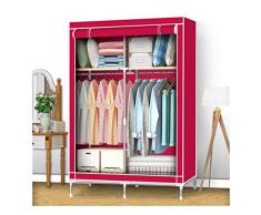 Garde-robe Assemblage Facile Bonnetière Tissu Gras de tuyaux en Acier Petit Tissu Non Dortoir renforcé tissé Armoire étudiant XINYALAMP (Color : Red)