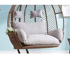ZHAS Swing Chair Cushion Pad, Egg Hamac Chair Pads Outdoor Garden Patio Hanging Wicker Weave Furniture, 110x150cm (Color: Grey)(sans Chaise)