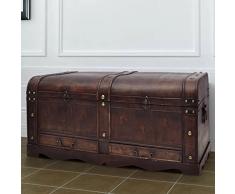 vidaXL Coffre de Rangement Bois Large Marron Table Basse Caisse de Stockage