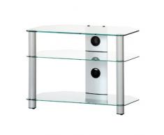 Ro & Co m-703 TG – Meuble TV de 3 étagères. Verre Transparent/châssis de Couleur Gris. Largeur 70 cms.
