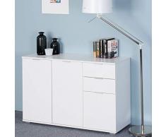 Deuba Commode » Alba « avec 3 Portes Blanc Meuble de Rangement Buffet Haut Type DB131