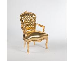 Way Home Store Fauteuil baroque style français Louis XVI en similicuir Doré 68 x 65 x 108 cm