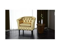 mewmewcat Fauteuil Chesterfield, Fauteuil Cabriolet Cuir Synthétique (Doré) pour Réception et Bureaux