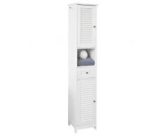 SoBuy FRG236-W Meuble Colonne de Salle de Bain Armoire Haute Meuble rangement - L32cm x P30cm x H170cm – Blanc