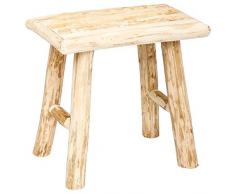 Atmosphera Pouf Tabouret - Style Pure Nature - Coloris Bois Brut