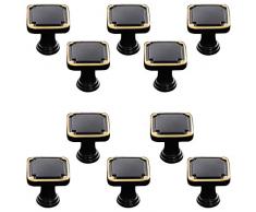 PSHHLBR Poignet Porte Boutons De Portes,Retro Meubles Poignée Décorative,Trou en Alliage De Zinc Bonnetière Poignée,Cabinet Poignée De Porte De Chaussures (Color : Black, Size : 2.64cm*10)