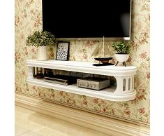 SWYM Meuble De Télévision, Support Mural TV Spectacle Meuble TV Suspendu Blanc Chene Lumineux, pour Décodeur, CD, Lecteur DVD, Console De Jeux, Composant TV Ou Bibelots