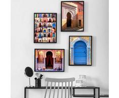 Swallow Art Moderne Mur Antique Porte Maroc Toile Peinture Affiches oeuvre Photos imprimées pour Salon Home Decor-20x30cmx4 pcs sans Cadre