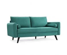 VASAGLE Canapé 3 Places, Surface en Tissu Imitation Lin, 180 x 82 x 83 cm, pour Petit Appartement, Chambre d’Amis, Chambre d’Adolescent, Cadre en Bois, Montage Facile, Vert Émeraude LCS10GN