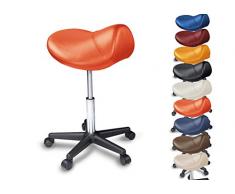 Tabouret réglable à roulettes - Diverses Couleurs au choix - 360 ° rotatif - ergonomique - PU roues pour tous les étages - Aucun outil requis (Orange)