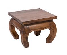 Table basse d'opium, 35x35x30 cm, artisanal, fait de massif bois, naturel