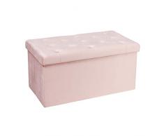 Bonlife Poufs de Rangement Vetement Tabouret Coffre,Banc Tabouret Pliant, Rose Velours, 80 x 40 x 40 cm