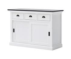 Nova Solo Buffet Plateau Noir 3 tirroirs 2 Portes coulissantes, Acajou, 125x50x85 cm