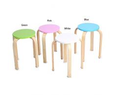 GOTOTO Tabouret Empilable en Bois Tabouret Courbé Chaise Multicouleur, Antidérapant, pour Maison Bureau(Blanc)