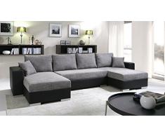 tendencio Canapé dangle Convertible panoramique 5 à 6 Places Enno Gris et Noir