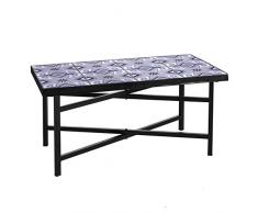 Tousmesmeubles Table Basse dextérieur Fer et Carreaux de Ciment - MADHOU - L 82 x l 42 x H 40 - Neuf