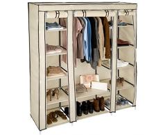TecTake Armoire de Rangement en Tissu Triple à vêtements Dressing penderie & Tringle | -diverses Couleurs au Choix- (Beige | no. 402527)