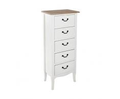 AC-Déco Chiffonnier 5 tiroirs en MDF - Chrysa - L 43 x l 30 x H 113 cm - Blanc
