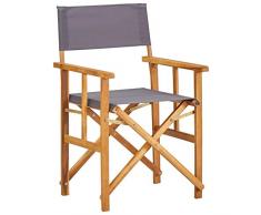 vidaXL Bois Massif dAcacia Chaise de Metteur en Scène Chaise de Camping Chaise dExtérieur Chaise de Jardin Plage Terrain de Sport