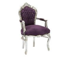 Way Home Store Fauteuil baroque style français Louis XVI Argenté et violet 68 x 65 x 108 cm