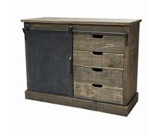 Console Commode Bahut Campagne Industriel Porte Coulissante Meuble Cuisine Salon Bois Fer