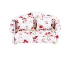 Échelle 1:12 Miniature Canapé 2 Places Maison De Poupée Mini Sofa avec Coussins Meubles Modélisme Jeu dImitation Décor Salon Chambre Jouet Educatif pour Cadeau dAnniversaire Enfants(#1)