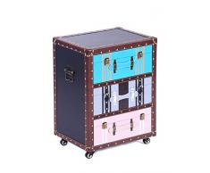 ts-ideen Commode Chevet Armoire Sideboard Vintage Effet Antique Similcuir MDF Used Look Design 3 Tiroirs 64 x 46 x 36 cm