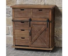 Meuble bahut Buffet semainier Style Industriel Campagne Bois et Fer 86 cm