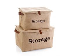 DreamyLife Boîtes de Rangement avec Couvercle et Poignée, Boîtes de Rangement Pliable en Tissu, Caisse de Rangement pour Armoire, Vêtements, Livres, Cosmétiques, Jouets etc.