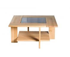 Marque Amazon - Alkove - Hayes Kubo - Table basse en bois massif avec plateau en verre, Chêne sauvage