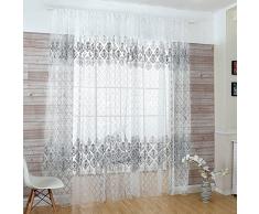 Kasitek Totem Fleur Voilages Panneau Voile Tulle Rideaux de Fenêtre Convient pour le Salon Salle de Bains Salle à Manger et le Balcon Chambre 96x200cm